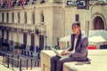 Young African American man traveling, working in New York Royalty Free Stock Photo