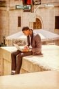 Young African American Man traveling, working on Wall Street in Royalty Free Stock Photo