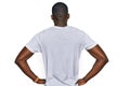 Young african american man wearing casual white t shirt standing backwards looking away with arms on body Royalty Free Stock Photo