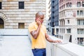 Young African American Man working in New York City Royalty Free Stock Photo