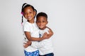 Young African American Siblings Hugging Royalty Free Stock Photo