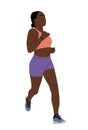 Young african american Sports woman running vector