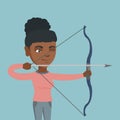 Young african-american archer training with a bow.