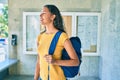 Young african american student girl smiling happy walking at university campus Royalty Free Stock Photo