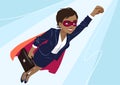 Young African-American superhero woman wearing business suit and