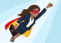 Young African-American superhero woman wearing business suit and