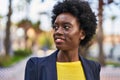 Young african american woman business executive smiling confident at park Royalty Free Stock Photo