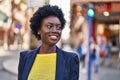 Young african american woman business executive smiling confident at street Royalty Free Stock Photo