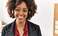 Young african american woman call center agent working at office Royalty Free Stock Photo