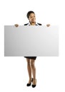 Young African American woman holding blank sign Royalty Free Stock Photo