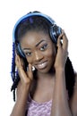 Young African American woman listening to music