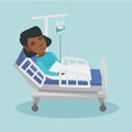 Woman lying in hospital bed with a drop counter Royalty Free Stock Photo