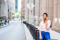 Young African American Woman with short hair, traveling in New York City Royalty Free Stock Photo