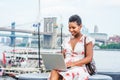 Young African American Woman traveling, working in New York Royalty Free Stock Photo