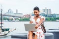 Young African American Woman traveling, working in New York City Royalty Free Stock Photo