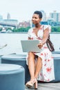 Young African American Woman traveling, working in New York City Royalty Free Stock Photo