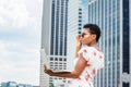 Young African American Woman traveling, working in New York City Royalty Free Stock Photo