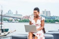 Young African American Woman traveling, working in New York Royalty Free Stock Photo