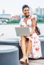 Young African American Woman traveling, working in New York Royalty Free Stock Photo