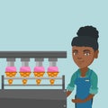 African worker of factory producing ice-cream.