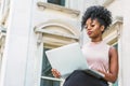 Young African American woman working in New York Royalty Free Stock Photo