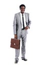 Young african businessman with briefcase