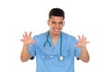 Young african doc with blue uniform Royalty Free Stock Photo