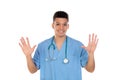 Young african doc with blue uniform Royalty Free Stock Photo