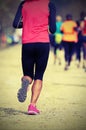 African girl runs footrace with vintage effect