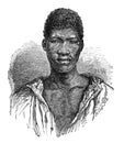 Young African Man From Korah Tribe.History and Culture of Africa. Antique Vintage Illustration. 19th Century.