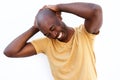 Young african man laughing with his hands behind head Royalty Free Stock Photo