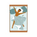 Young african man sleeping in his bed, relaxing person vector Illustration Royalty Free Stock Photo