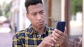 The Young African Man Using Smartphone, Outdoor Royalty Free Stock Photo