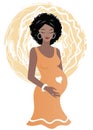 Young African pregnant woman on abstract background