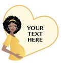 Young African pregnant woman with heart background