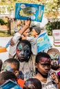 Young African Preschool kids with face paint on the playground Royalty Free Stock Photo