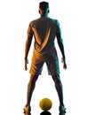 Young african soccer player man isolated white background silhouette shadow Royalty Free Stock Photo