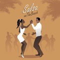 Young afro american couple dancing salsa. Royalty Free Stock Photo