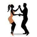 Young afro american couple dancing salsa.