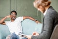 Man during a psychological session with psychologist Royalty Free Stock Photo