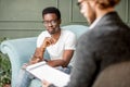 Man during a psychological session with psychologist Royalty Free Stock Photo