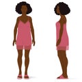Young afro woman with underwear, woman body. Isometric vector illustration