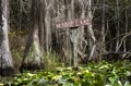 Minnie Lake canoe trail sign in the Okefenokee Swamp, Georgia Royalty Free Stock Photo