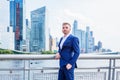 Young American Businessman with beard traveling in New York City Royalty Free Stock Photo