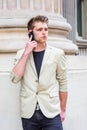 Young American Businessman talking on cell phone Royalty Free Stock Photo