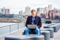 Young American College Student traveling, studying in New York Royalty Free Stock Photo