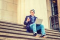 Young American man traveling, working in New York Royalty Free Stock Photo