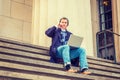 Young American man traveling, working in New York Royalty Free Stock Photo