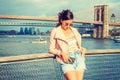 Young American Woman traveling in New York Royalty Free Stock Photo