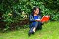 Young American Woman traveling, relaxing at Central Park, New Yo Royalty Free Stock Photo